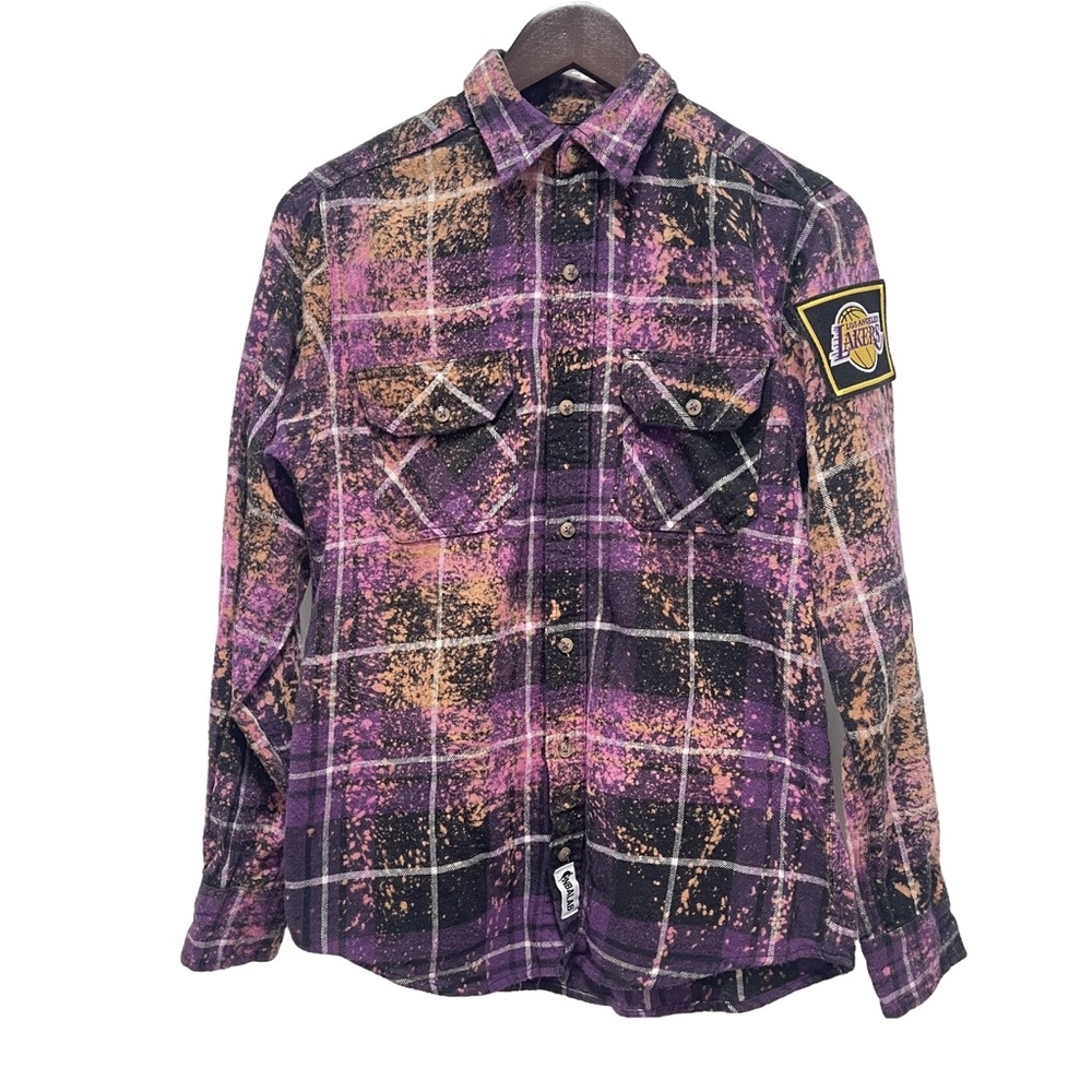 Angry Minnow Officially Licensed LA Lakers Purple Flannel  Size Small